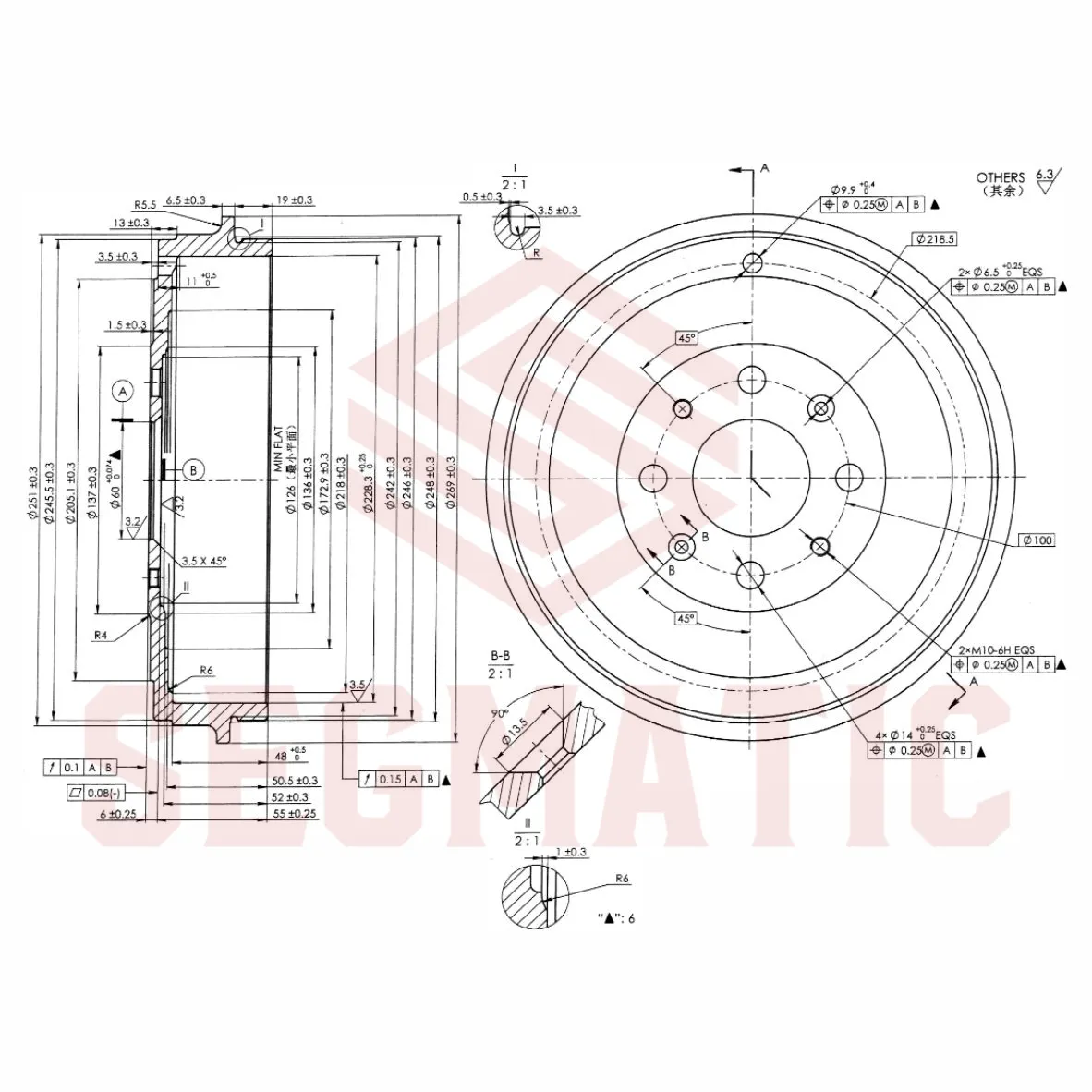 Барабан тормозной Fiat Punto III/Grande Punto (199) 2005-2018 -, Opel Corsa D 2006-2015 - SEGMATIC SDB30053024