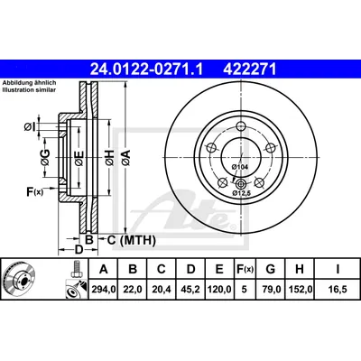 Диск тормозной передний MINI COUNTRYMAN 2010-> /VENT D=294MM ATE 24.0122-0271.1