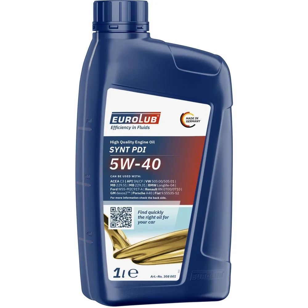 Масло моторное EUROLUB SYNT PDI 5W-40 ACEA C3 API SN/CF синт. 1 л. EUROLUB 308001