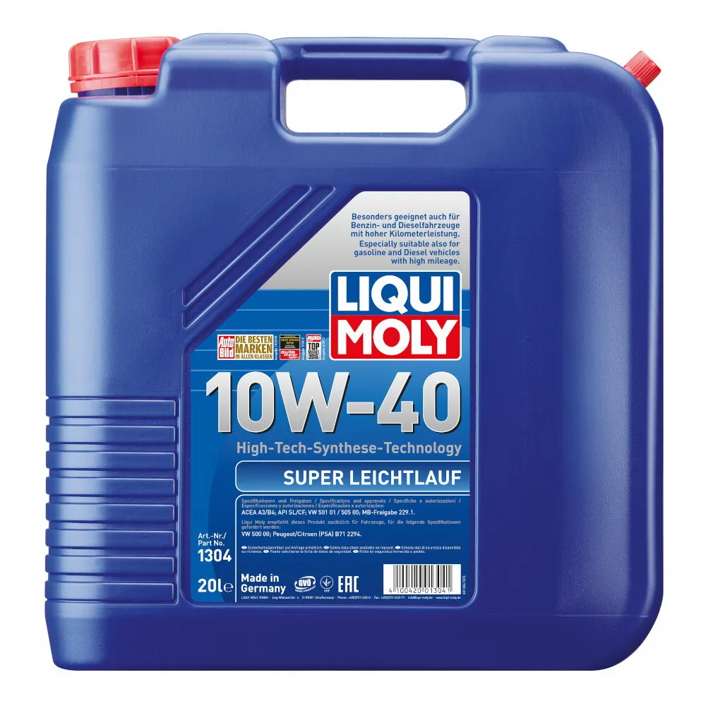 Масло моторное Super Leichtlauf 10W-40 SN A3/B4 (20л) LIQUI MOLY 1304