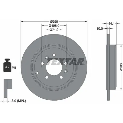 Диск тормозной задний стандартный PEUGEOT TEXTAR 92054800