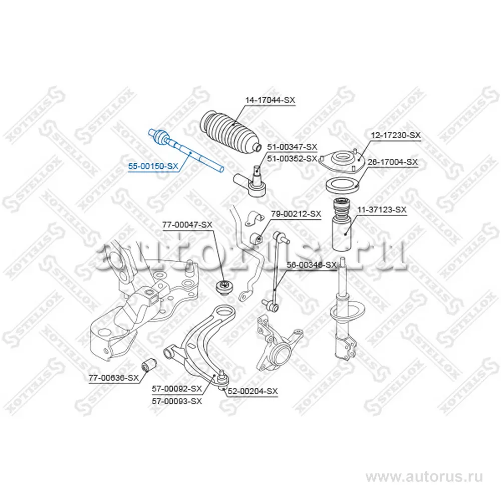 Тяга рулевая Mitsubishi Lancer 08> STELLOX 55-00150-SX