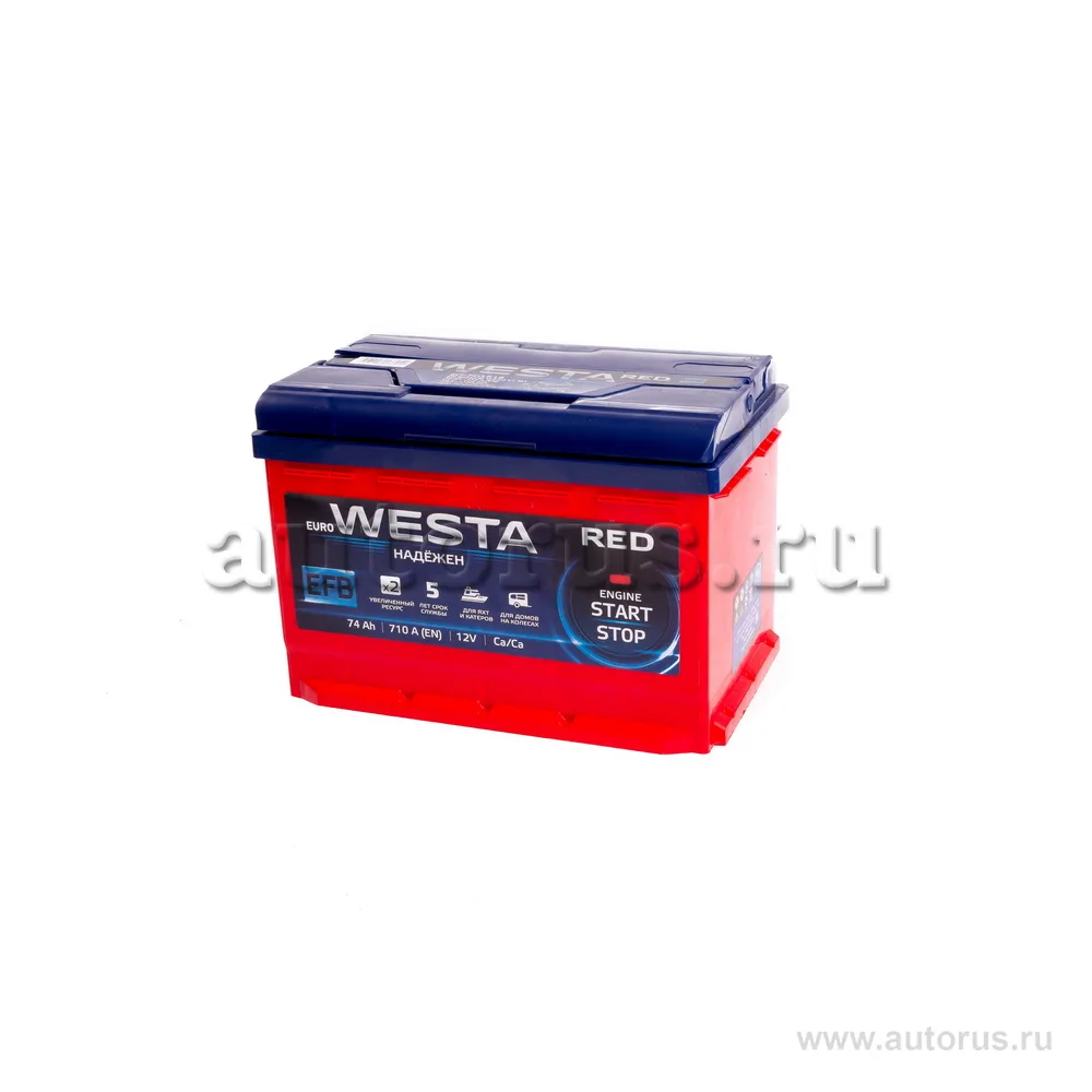 Аккумулятор WESTA RED EFB 74 А/ч Обратная 276x175x175 EN710 А