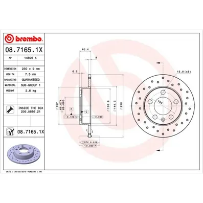 Диск тормозной XTRA задний BREMBO 0871651X