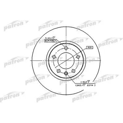 Диск тормозной передний OPEL: OMEGA A 88-94, OMEGA A универсал 87-9 PATRON PBD2645