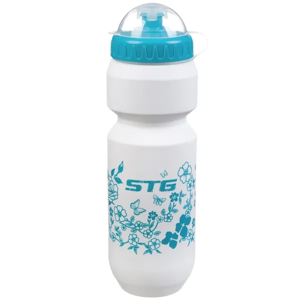Велофляга STG 800 мл CSB-532L белая, с голубым рисунком с крышкой STG Х88769
