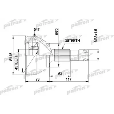 ШРУС 35x70x45 ABS:54T [Ch. 5235558-]FIAT: DUCATO 18Q с PATRON PCV1132