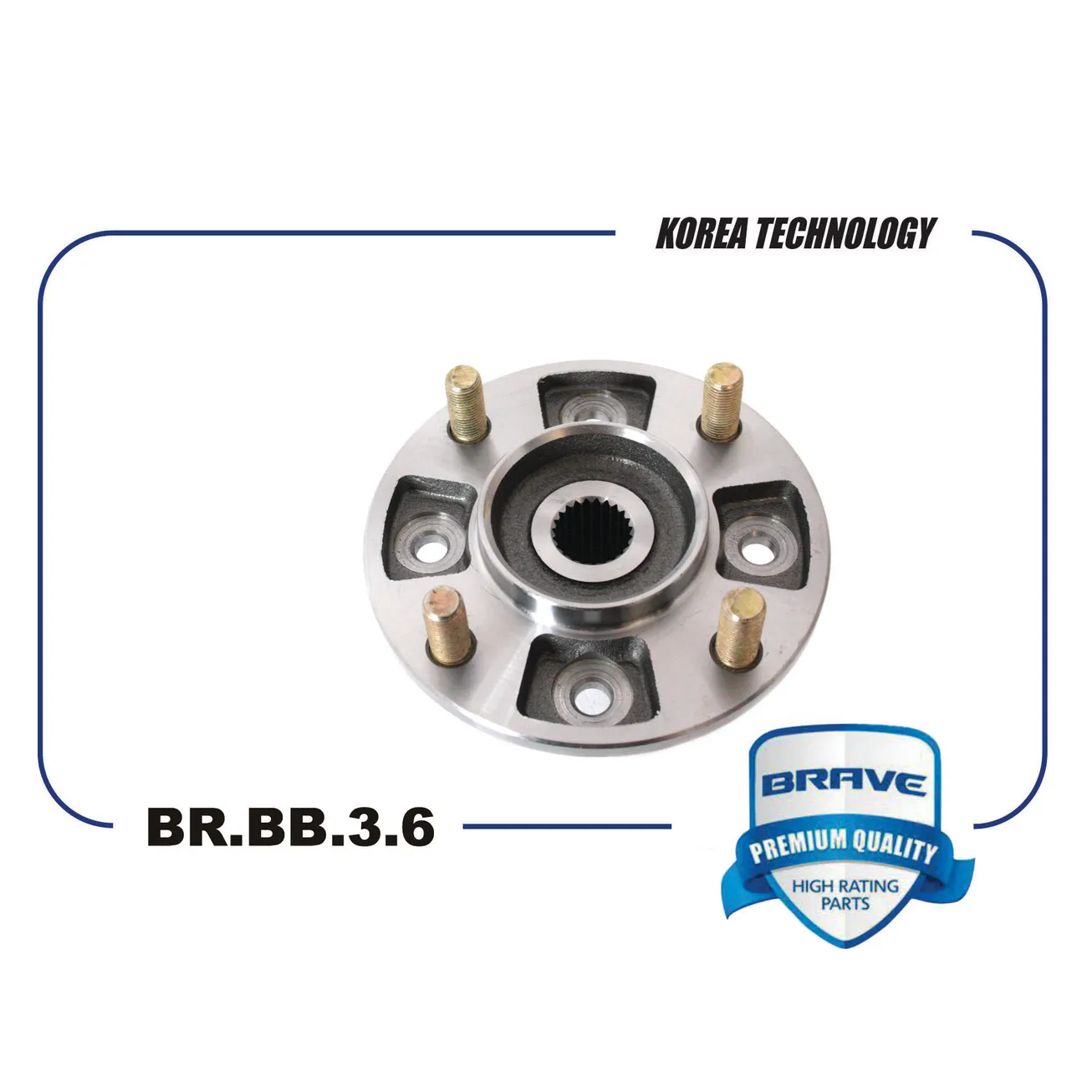 Ступица задняя с подшипником в сборе 8S0598611 BR.BB.3.61 Skoda Octavia A5 04-, VW Golf, Jetta VI BRAVE BR.BB.3.61