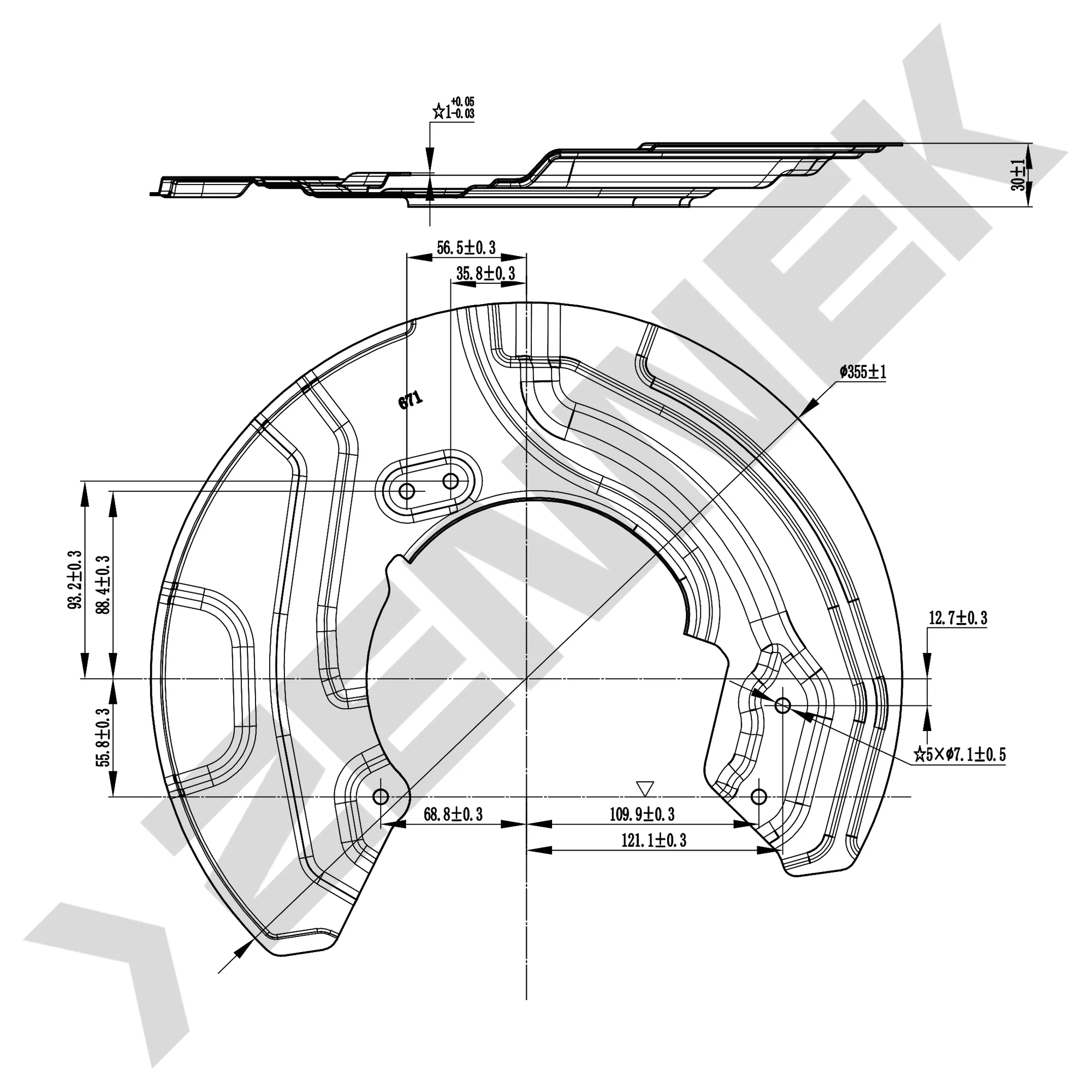 Защита тормозного диска передняя левая BMW 3 е90, X1 е84 ZENNEK DCD0310