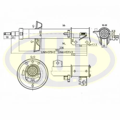 Амортизатор перед газовый opl vectra b 95-03 r G.U.D GSA333715