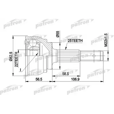 ШРУС наружн к-кт 25x55x22 NISSAN: SUNNY 1.3-2.0 12.90- PATRON PCV1163