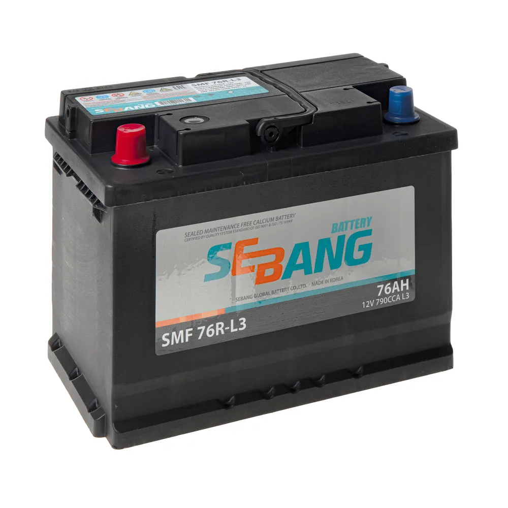 Аккумулятор SEBANG SMF 76 А/ч прямой L+ 277x175x195 L3 EN 790 А