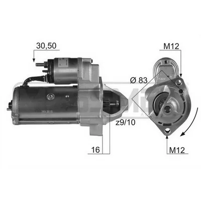 Стартер AUDI A4/A6, VW PASSAT 98-05 1.8kw