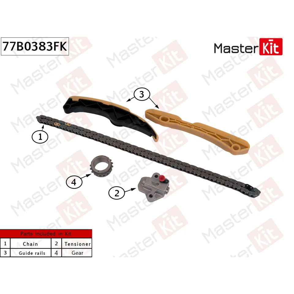 Комплект цепи ГРМ HYUNDAI/KIA G4FJ (1.6 T-GDI) MASTERKIT 77B0383FK