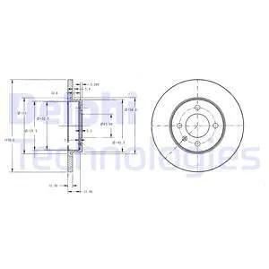 Диск тормозной передний VW GOLF III/PASSAT B3/B4/CADDY 96-04 /D=256MM DELPHI BG2454