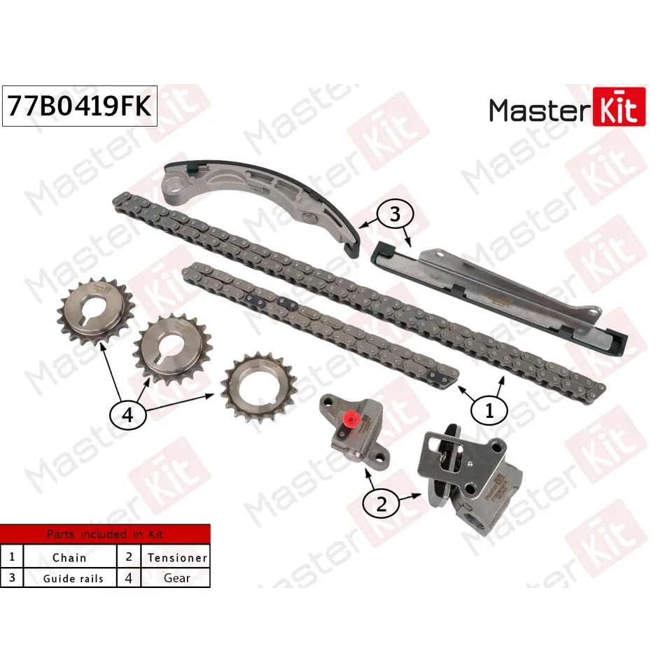 Комплект цепи ГРМ NISSAN K20DE MASTERKIT 77B0419FK