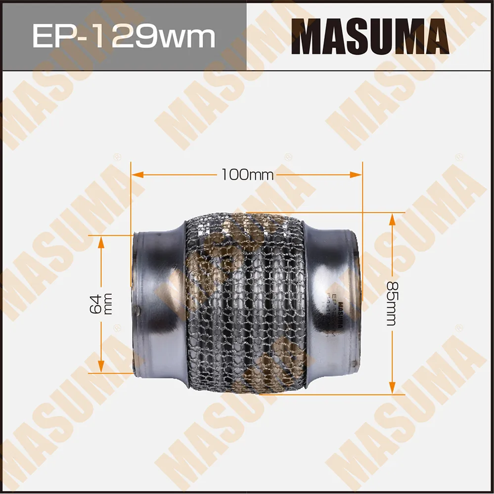 Гофра глушителя 3-х слойная 64х100 3-х слойная, wiremesh, interlock, 64х100 MASUMA EP-129wm