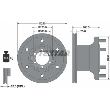 Диск тормозной передний стандартный IVECO TEXTAR 93084500