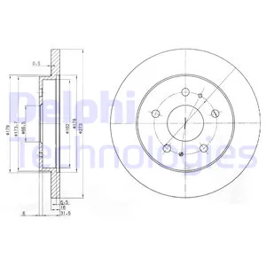 Диск тормозной передний DAIHATSU TERIOS 1.3 97 DAIHATSU DELPHI BG3607
