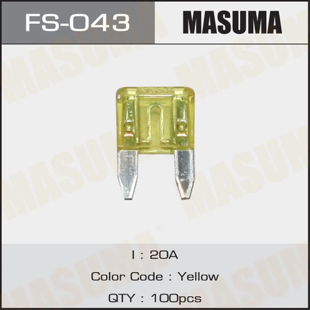 Флажковый автомобильный предохранитель Mini 20 А Желтый 1 шт. MASUMA FS-043