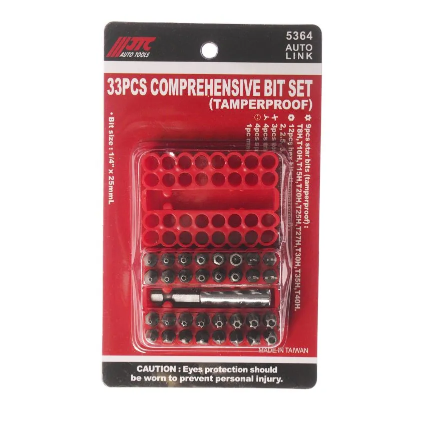 Набор бит 1/4 TORX, HEX , SPANNER с магнитным держателем 33 предмета JTC-5364