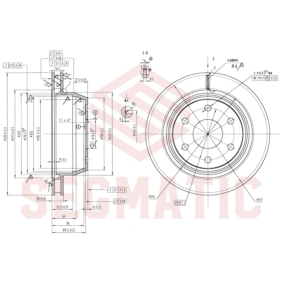 Диск тормозной задний CADILLAC ESCALADE II 2000-2006 -, CHEVROLET TAHOE II 2000-2006 -, GM GMC SAVAN SEGMATIC SBD30093504