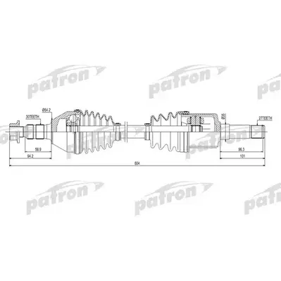Полуось передняя правая 30x604x54,2x27 OPEL: SIGNUM 03-, V PATRON PDS0270