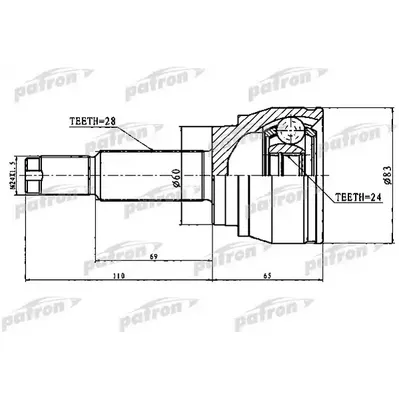 ШРУС наружный 28X60X24 SSANG YONG REXTON II 06- PATRON PCV1754