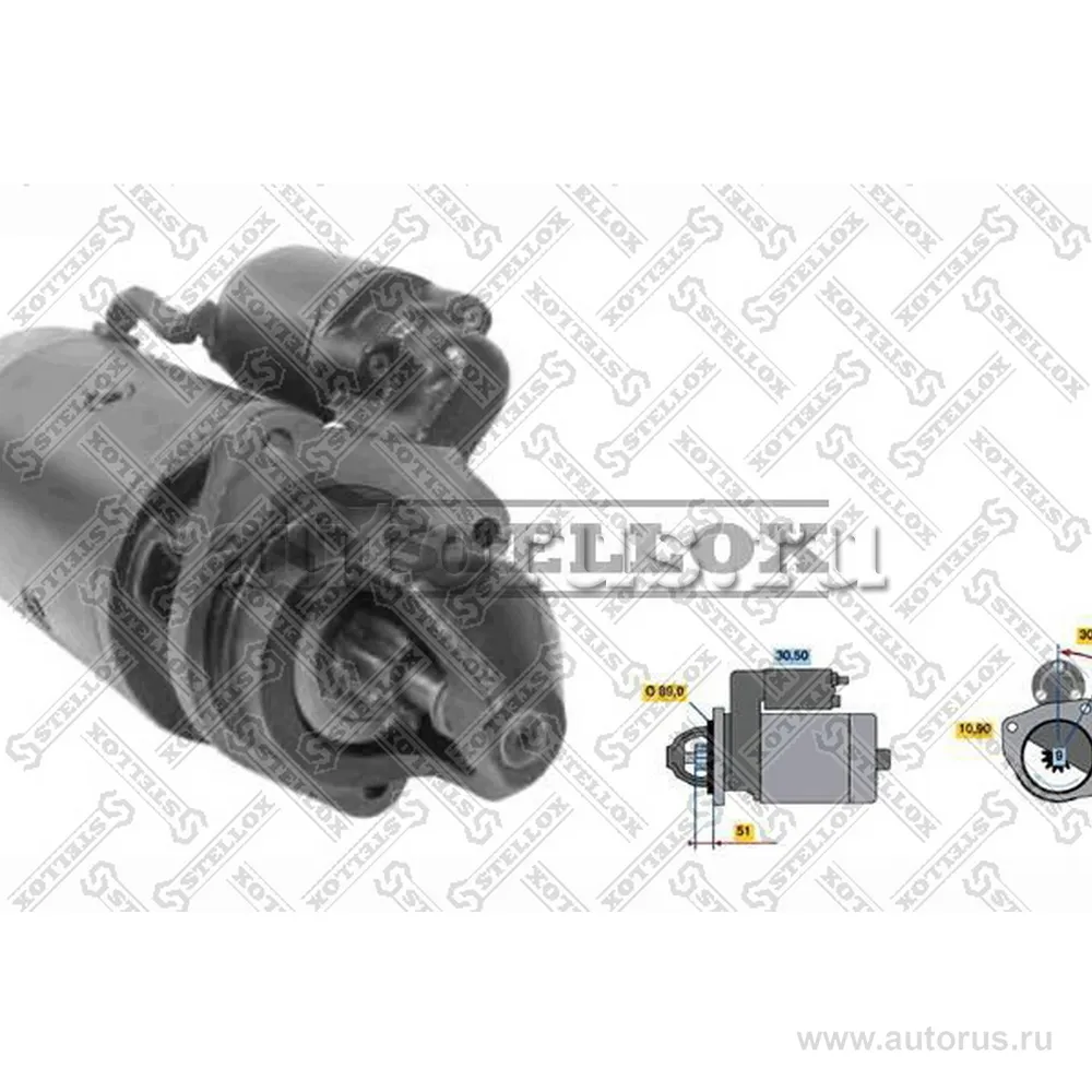 Стартер 24V-4KW 9зубьев 30°вправо MB 508-2219 OM 314. 352. 352A, 35 STELLOX 88-02001-SX
