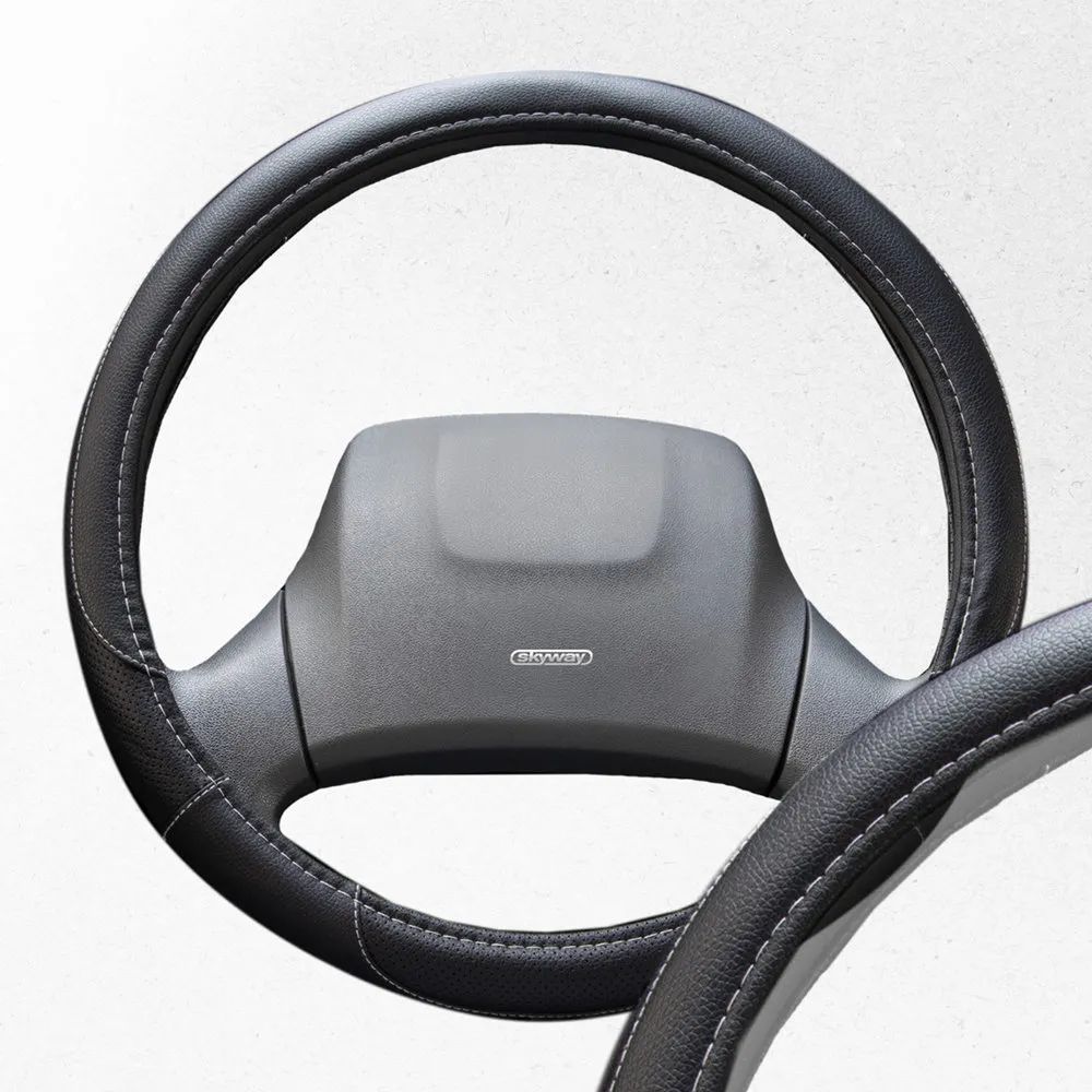 Оплетка на руль Art-4 экокожа, Черная L, SKYWAY S01102315