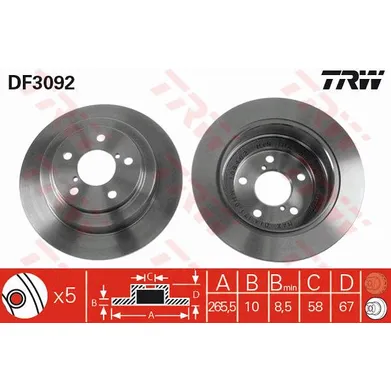 Диск тормозной задний TRW DF3092