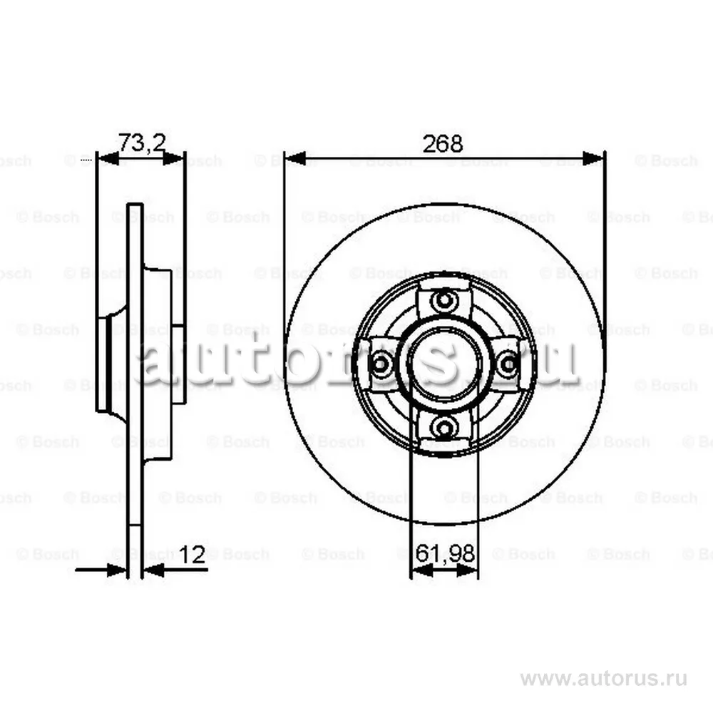 Диск тормозной задний (без подшипником) BOSCH 0 986 479 383