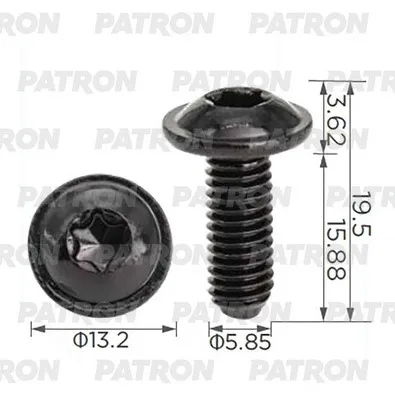 Винт металлический Citroen/Peugeot ВИНТ С КОЛПАКОМ 6X100-16 PATRON P37-3968