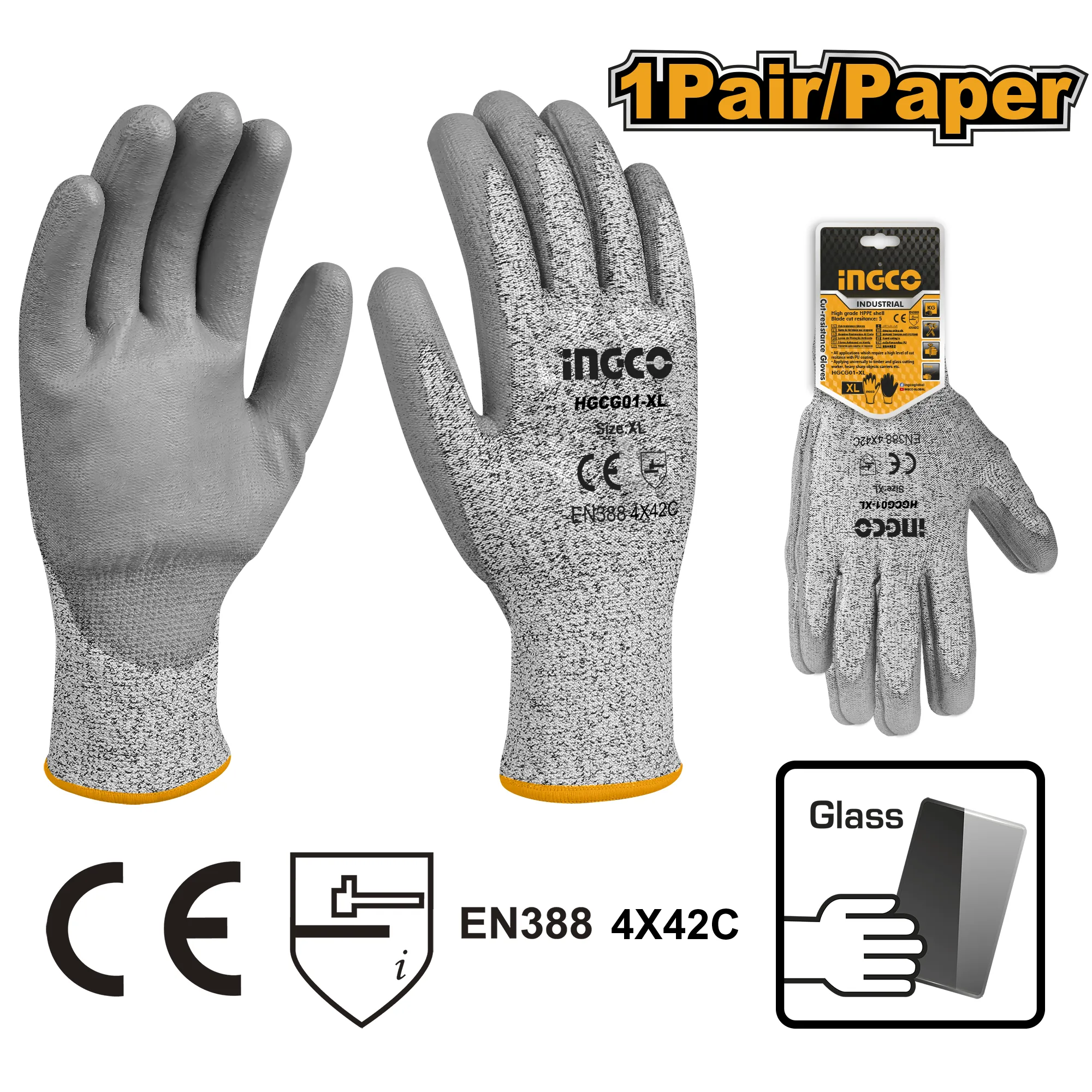 Перчатки для защиты от порезов XL INDUSTRIAL INGCO HGCG01-XL