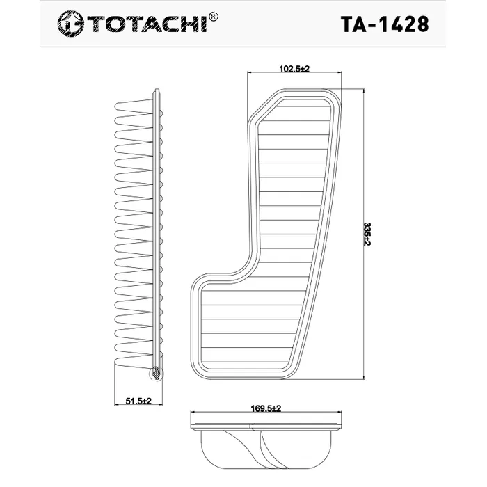 Фильтр воздушный TOTACHI TA-1428 A-195 17801-70050 MANN C 3318 TOTACHI TA-1428