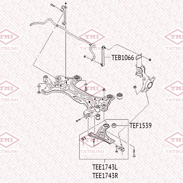 Рычаг передней подвески нижний L CHEVROLET Aveo 05->DAEWOO Kalos 02-> TATSUMI TEE1743L