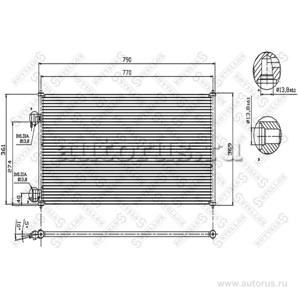 Радиатор конд. Ford Transit Connect all 02> STELLOX 10-45188-SX