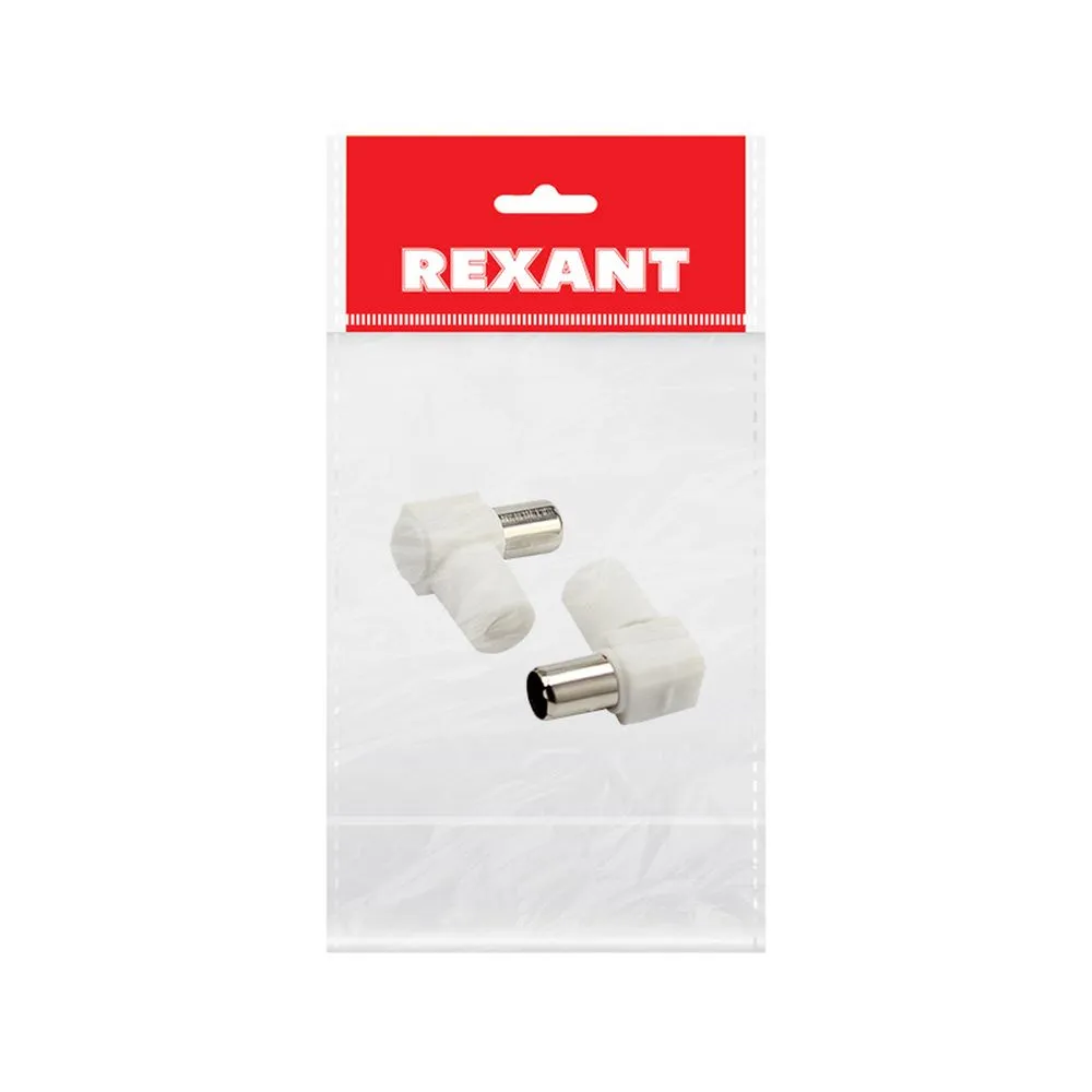 Разъем штекер TV без пайки белый угловой, индивидуальная упаковка 1 шт. REXANT 05-2061-1