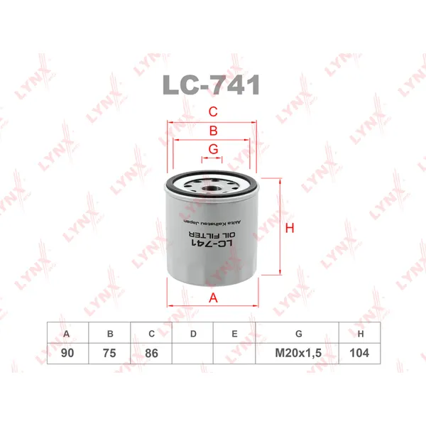 Фильтр масляный LYNXauto LC-741