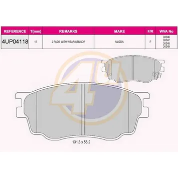 КОЛОДКИ ПЕР MAZ 6 (GG) 02-07 (с 2 датчиками) 4U 4UP04118