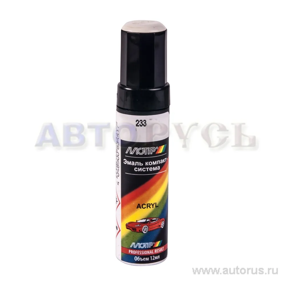 Краска акриловая с кисточкой LADA 233 белая 12 мл. 233 12 ml. Motip 233 12ml
