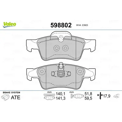 Колодки тормозные задние VALEO 598 802