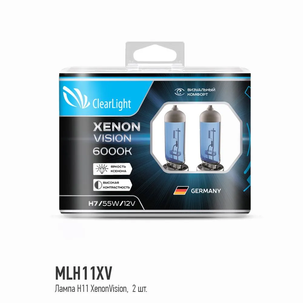 Лампа 12V H11 55W PGJ19-2 6000K ClearLight XenonVision 2 шт. DUOBOX MLH11XV
