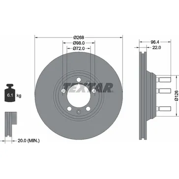 Диск тормозной передний стандартный ALFA ROMEO TEXTAR 92033600