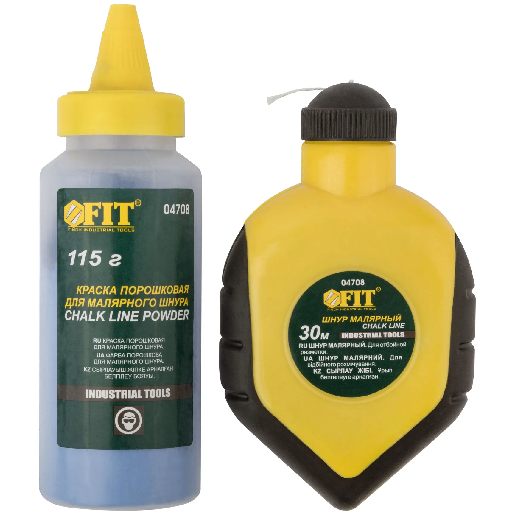 Шнур малярный отбойный, ABS пластиковый прорезиненный корпус 30 м + краска разметочная 115 гр. FIT 04708