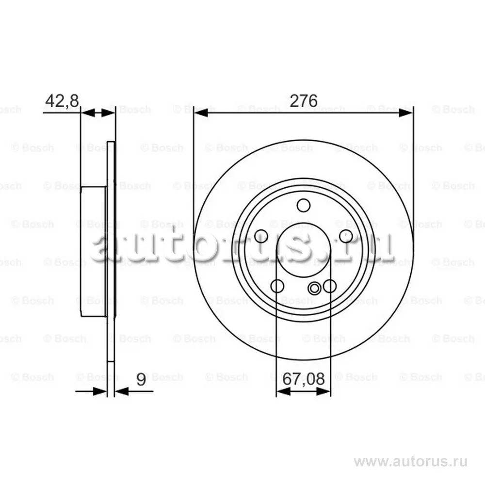 Диск тормозной задний MERCEDES A III (W176 ), B II (W246) BOSCH 0986479A03