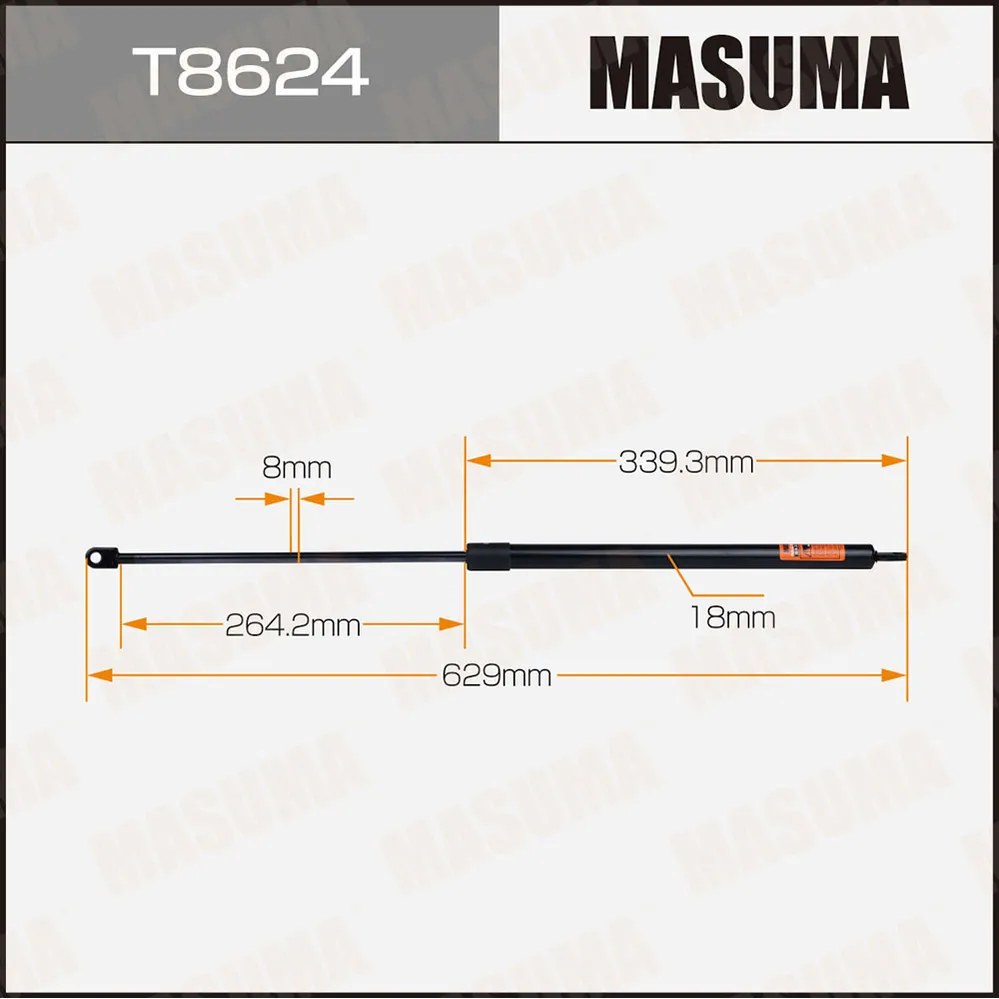 Упор газовый капота, L629mm MASUMA T8624