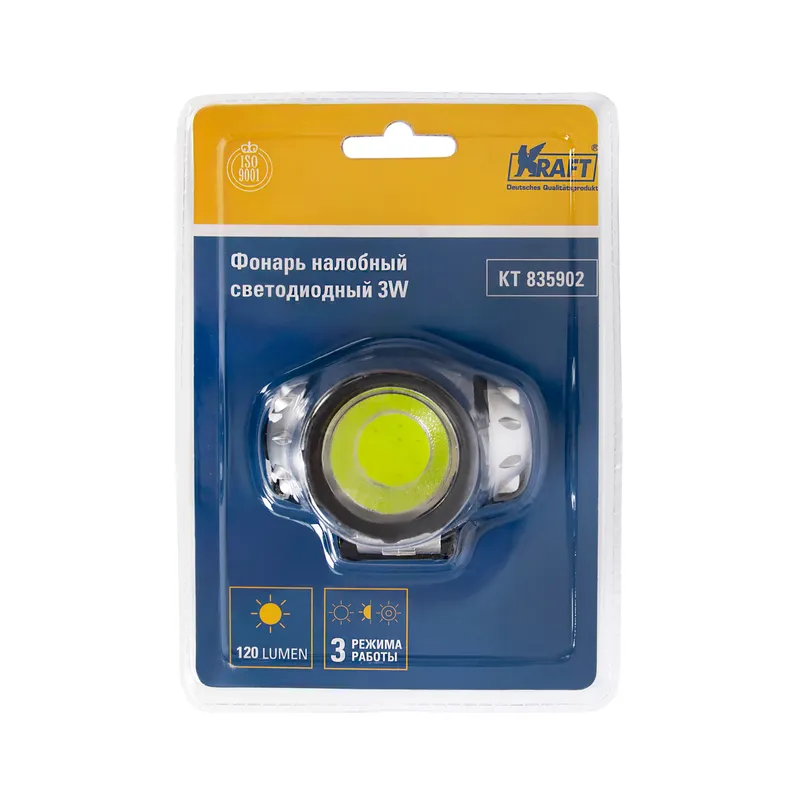 Фонарь налобный светодиодный 3W KRAFT KT 835902