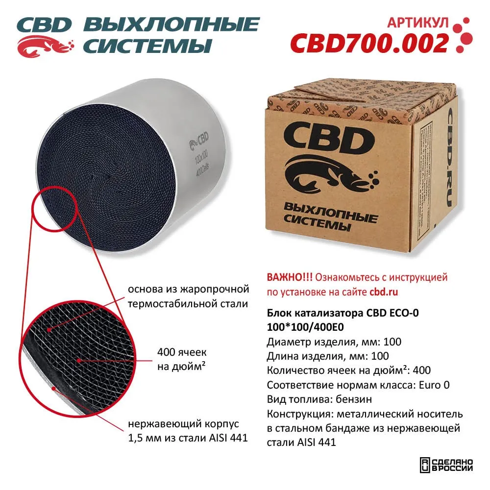 Блок катализатора CBD ECO-0 100x100/400Е0. CBD CBD700.002