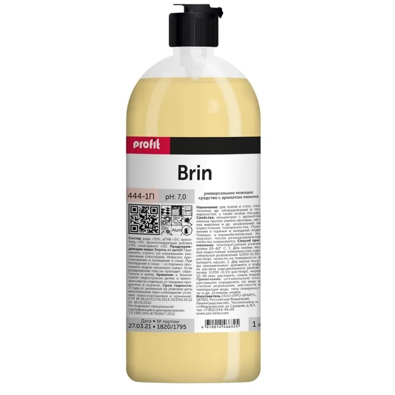Профхим универсал моющее средство PRO-BRITE/PROFIT BRIN д/влаг. поверхн 1л 1670227